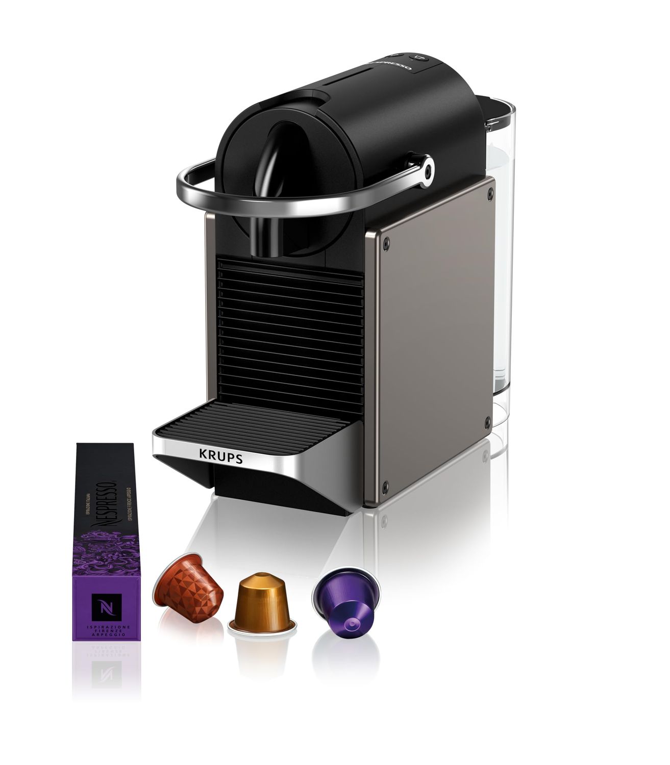 KRUPS XN306TK Nespresso Pixie Titan, Espresso Maker, Programmable Recipes, 2 Lengths, Auto Shut Off…