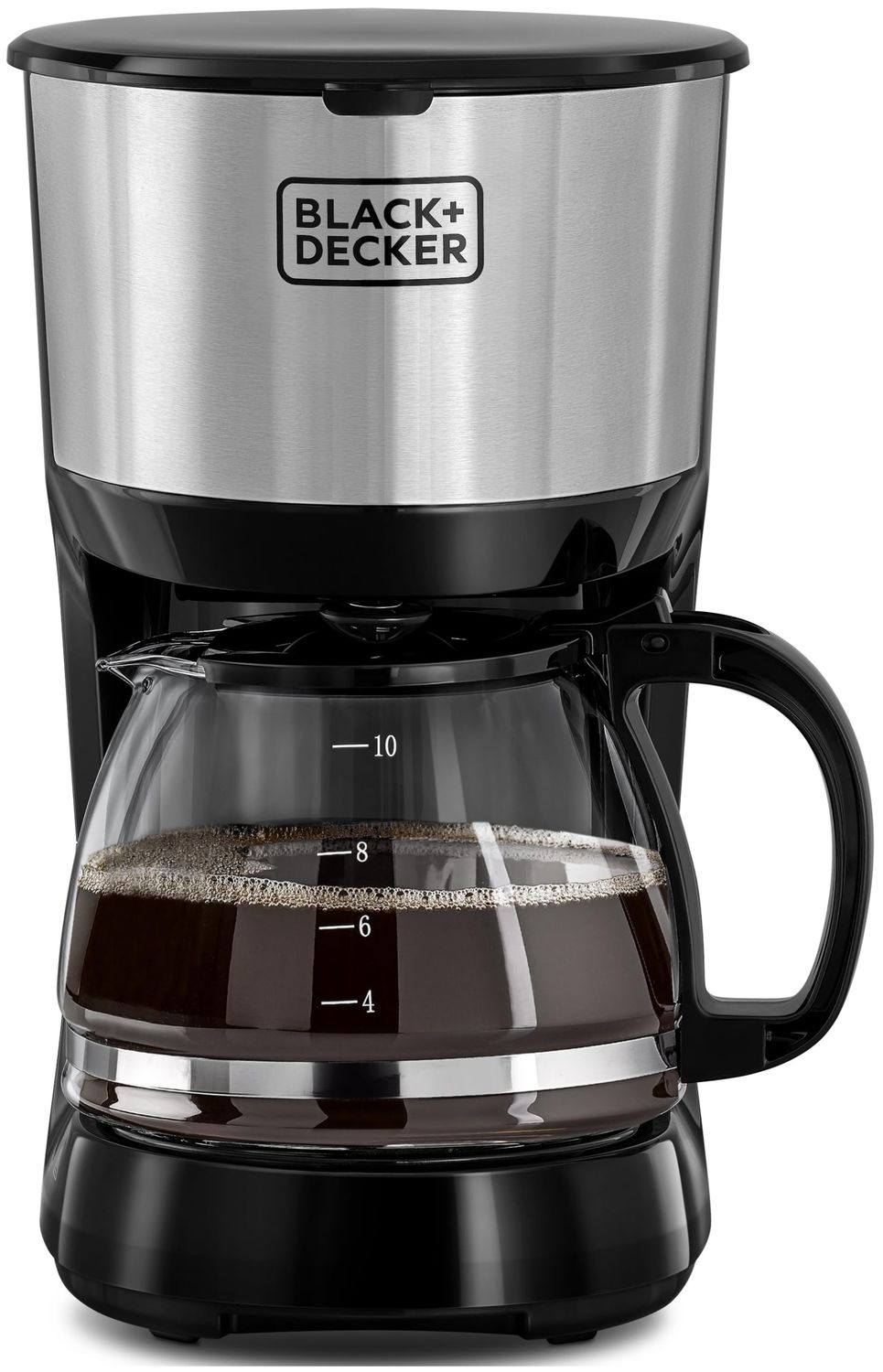 Black+Decker 750W 10 Cup Coffee Maker/Coffee Machine With Glass Carafe For Drip Coffee, Silver/Blac…