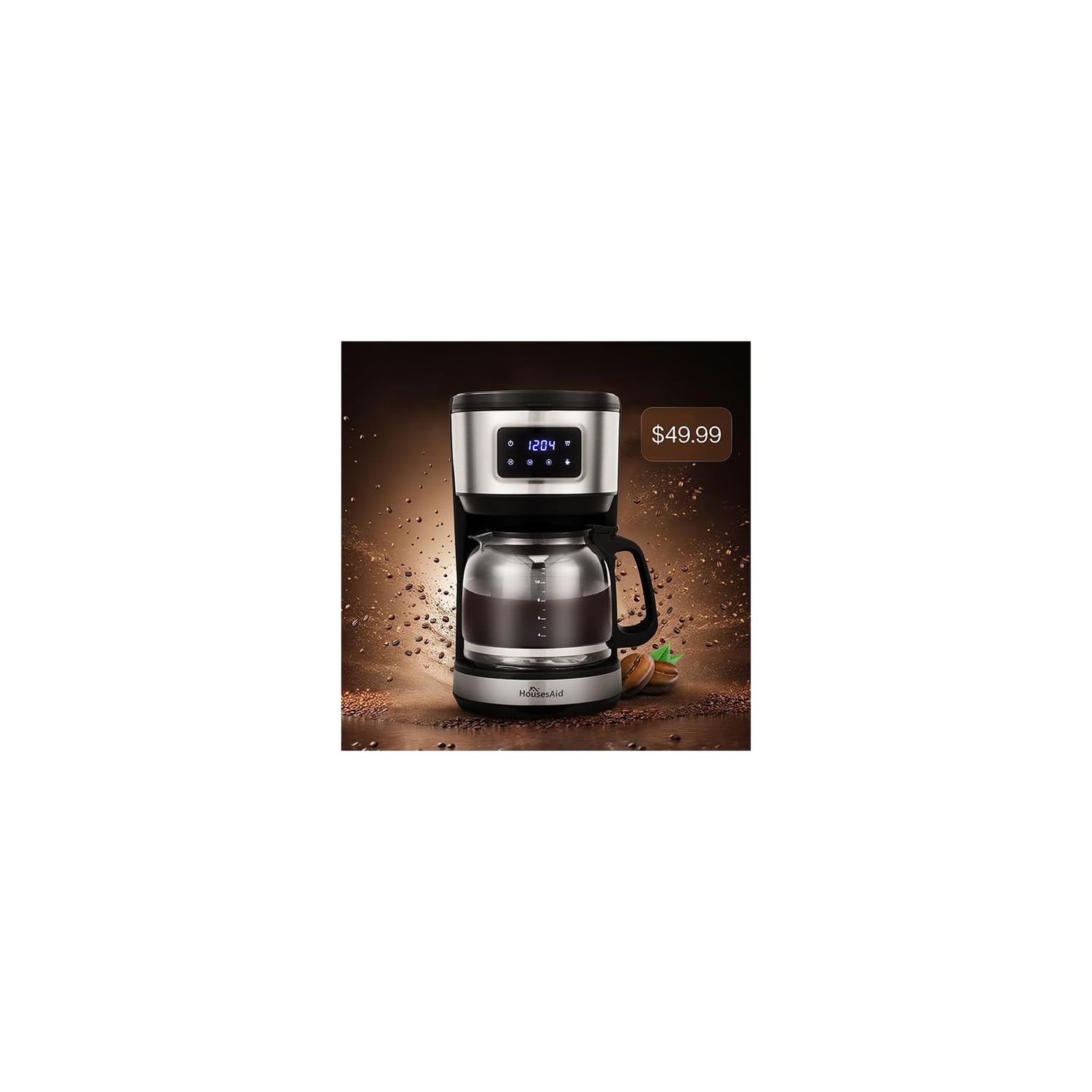 Programmable Coffee Maker 12 Cup Brew &amp; Drip coffee machine, Fully Automatic, 1-4 Cup Setting, Stai…