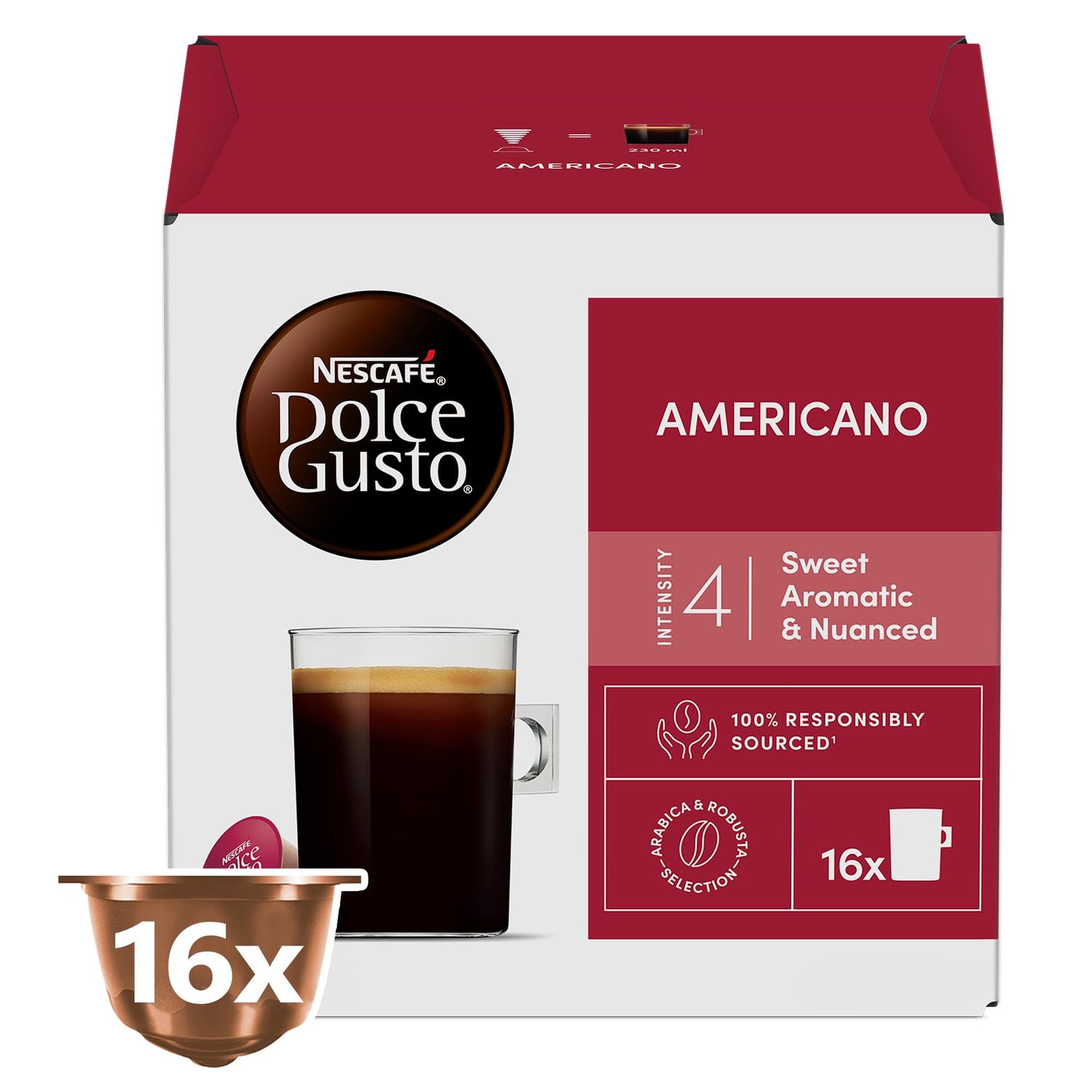 NESCAFÉ DOLCE GUSTO Café Americano Coffee Capsules 136g (16 Capsules, 16 Cups)