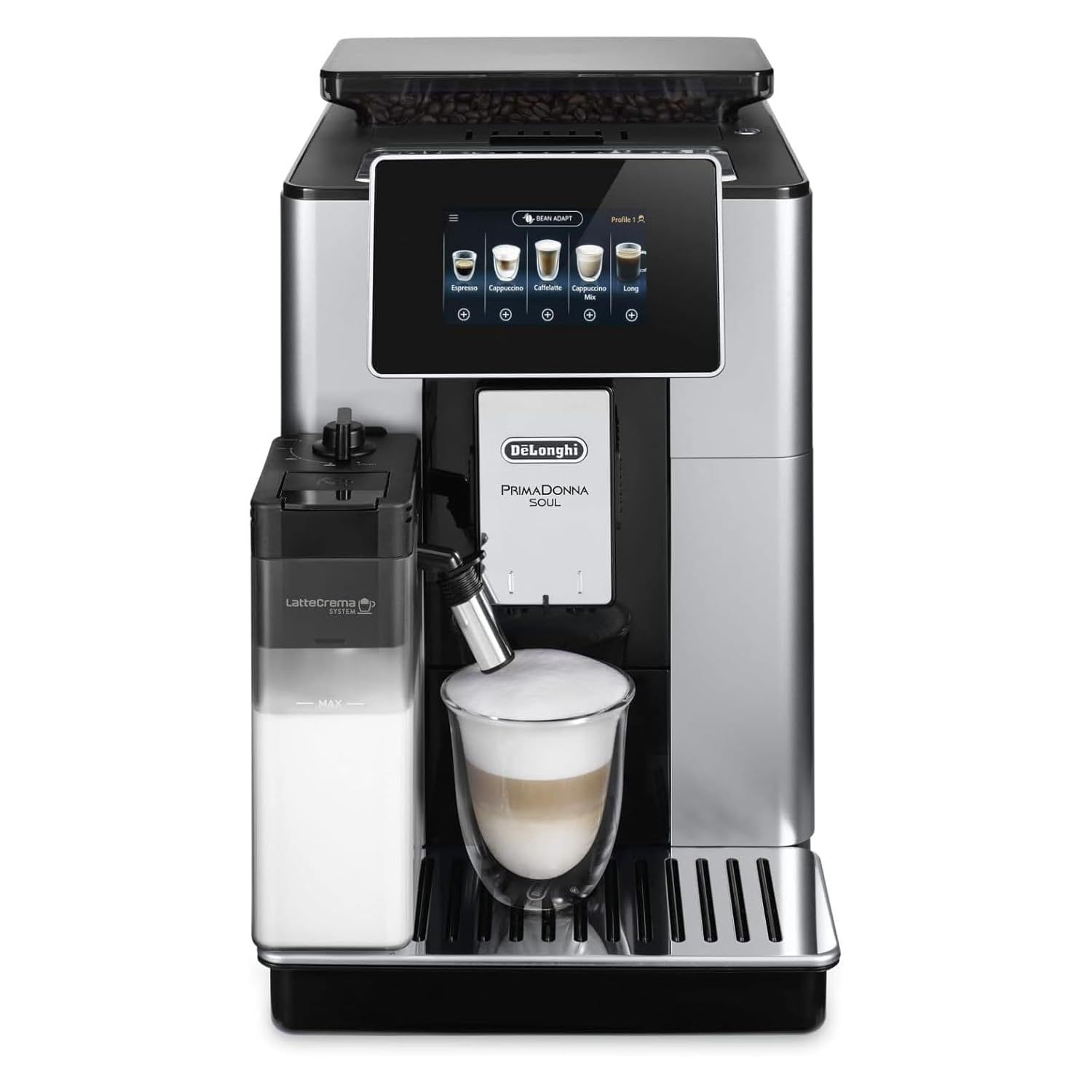 De'Longhi PrimaDonna Soul Bean to Cup Coffee Machine, Fully-auto Espresso coffee machine ECAM610.55…