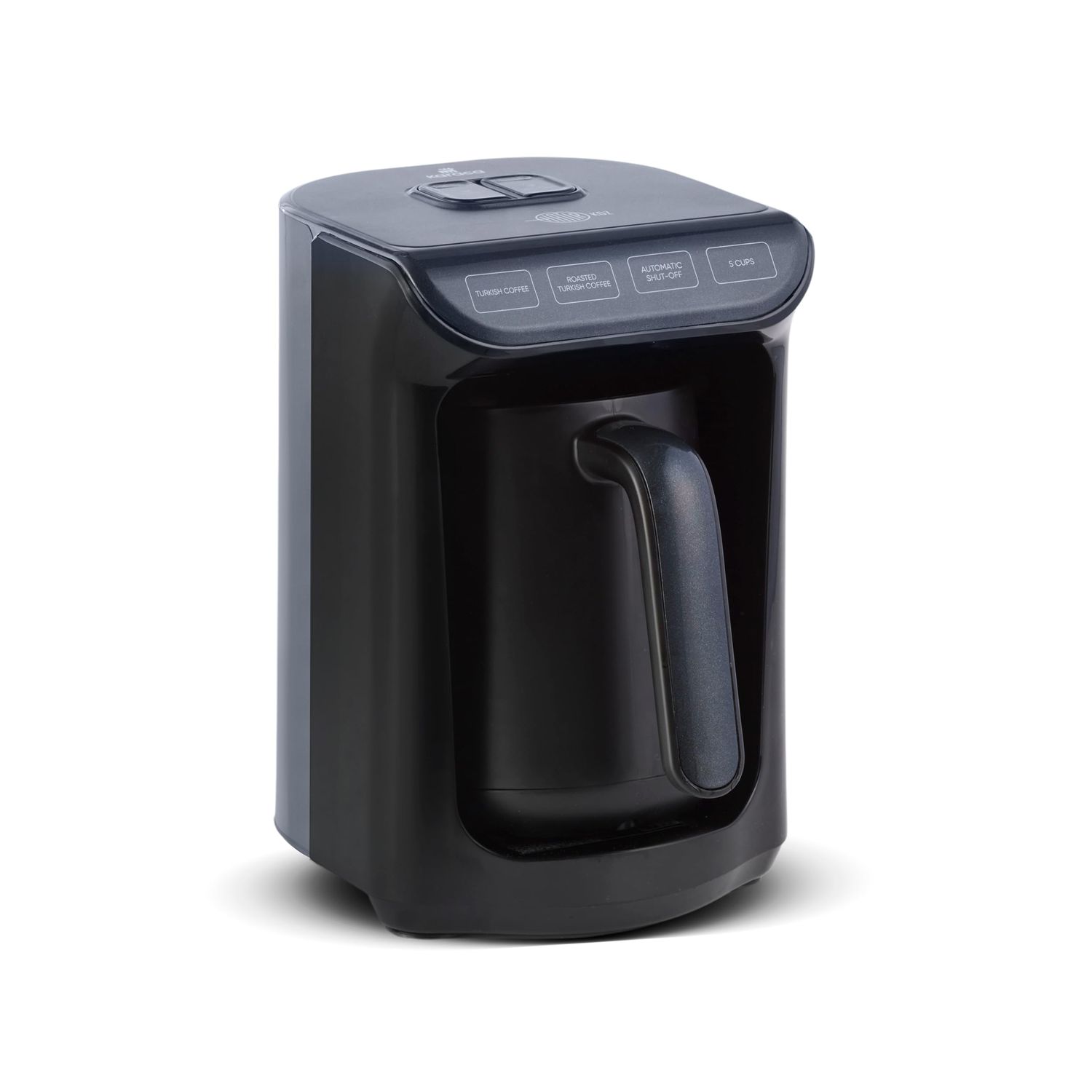 KARACA Hatır Roast Turkish Coffee Maker, Gloss Black, 5 Cup Capacity, 535W Large Foam, Voice Warnin…