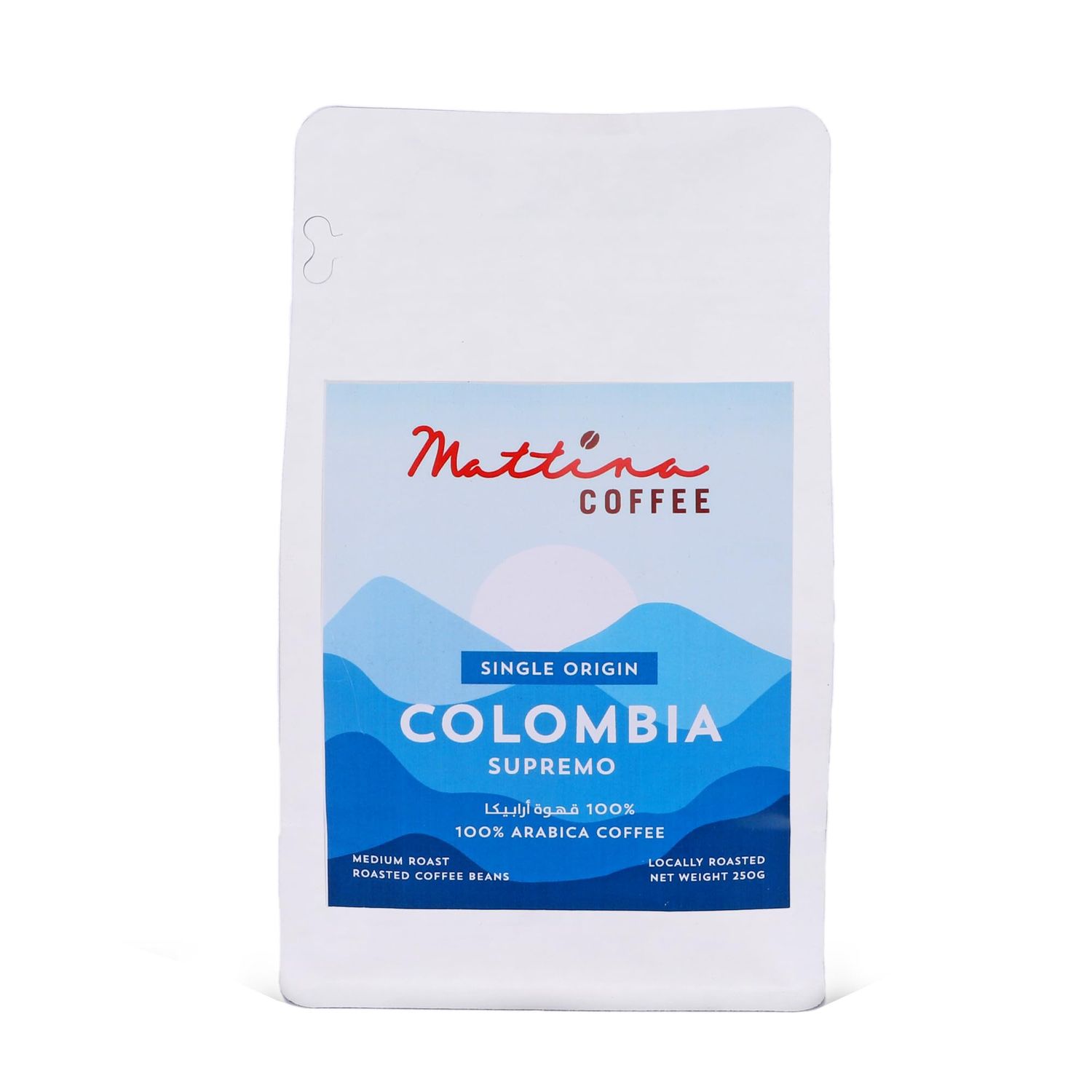 Mattina Colombia Supremo Coffee beans, Single Origin, 100% Arabica, Medium Roast, 250g