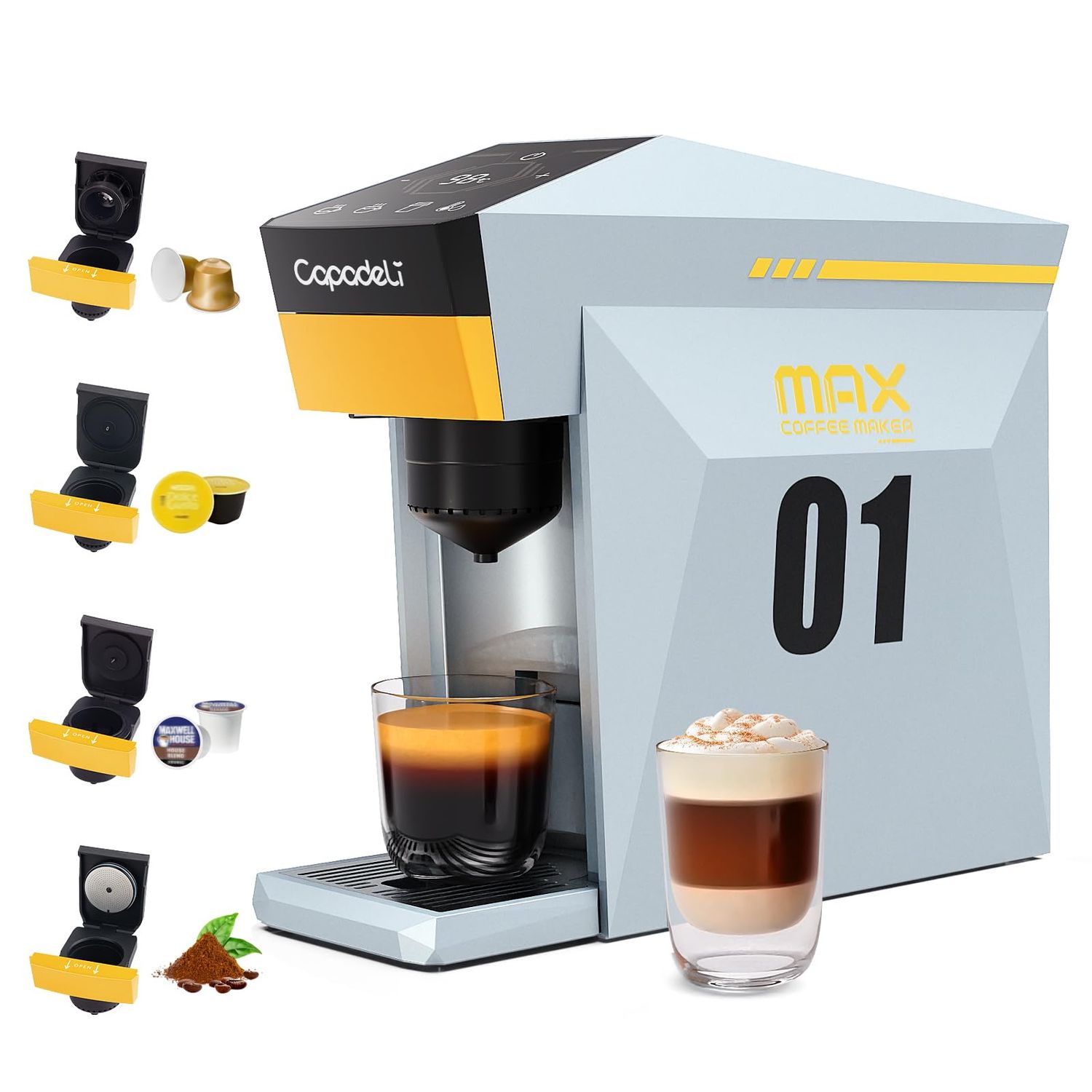 RECAFIMIL Multifunctional 4 in1 Espresso Machine, 19Bar Pressure Single Serve Coffee Maker for NS O…