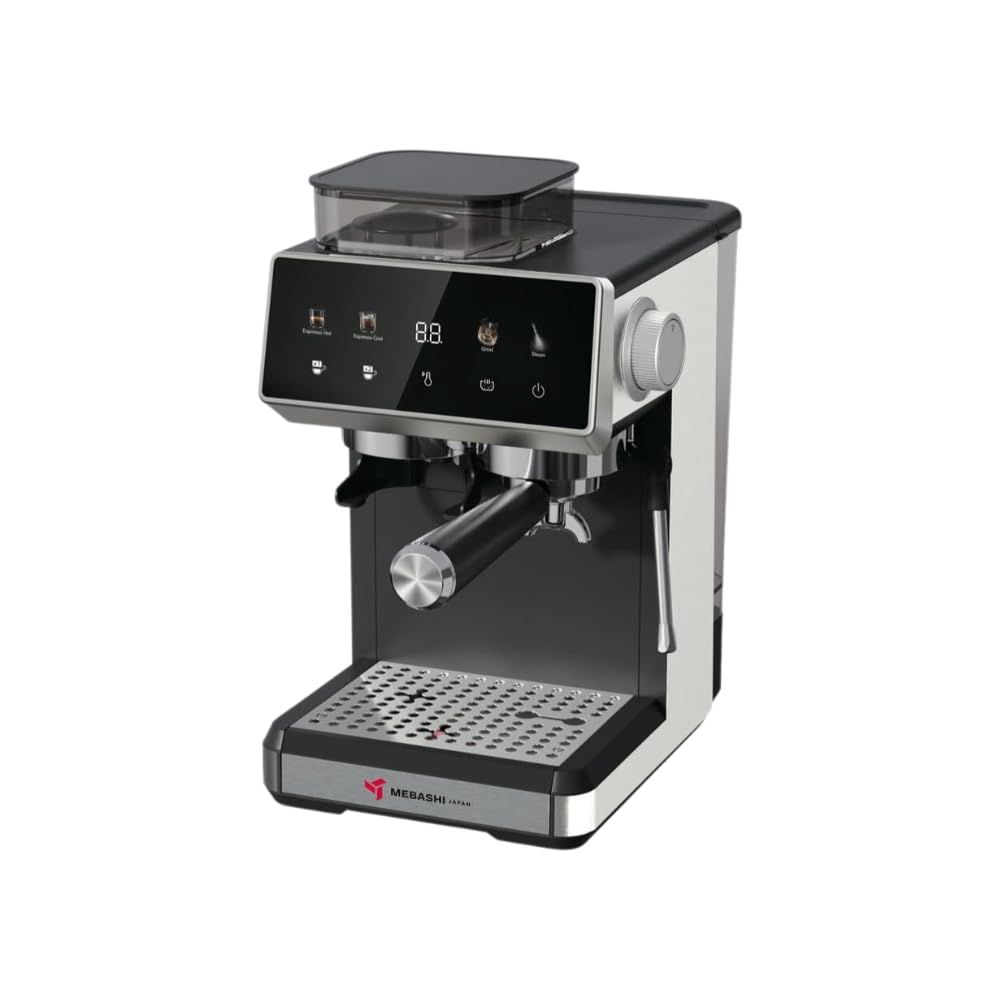 MEBASHI Commercial Espresso Machine, 20 Bar, Built-in Coffee Grinder, Touch Screen, 1350W, Stainles…