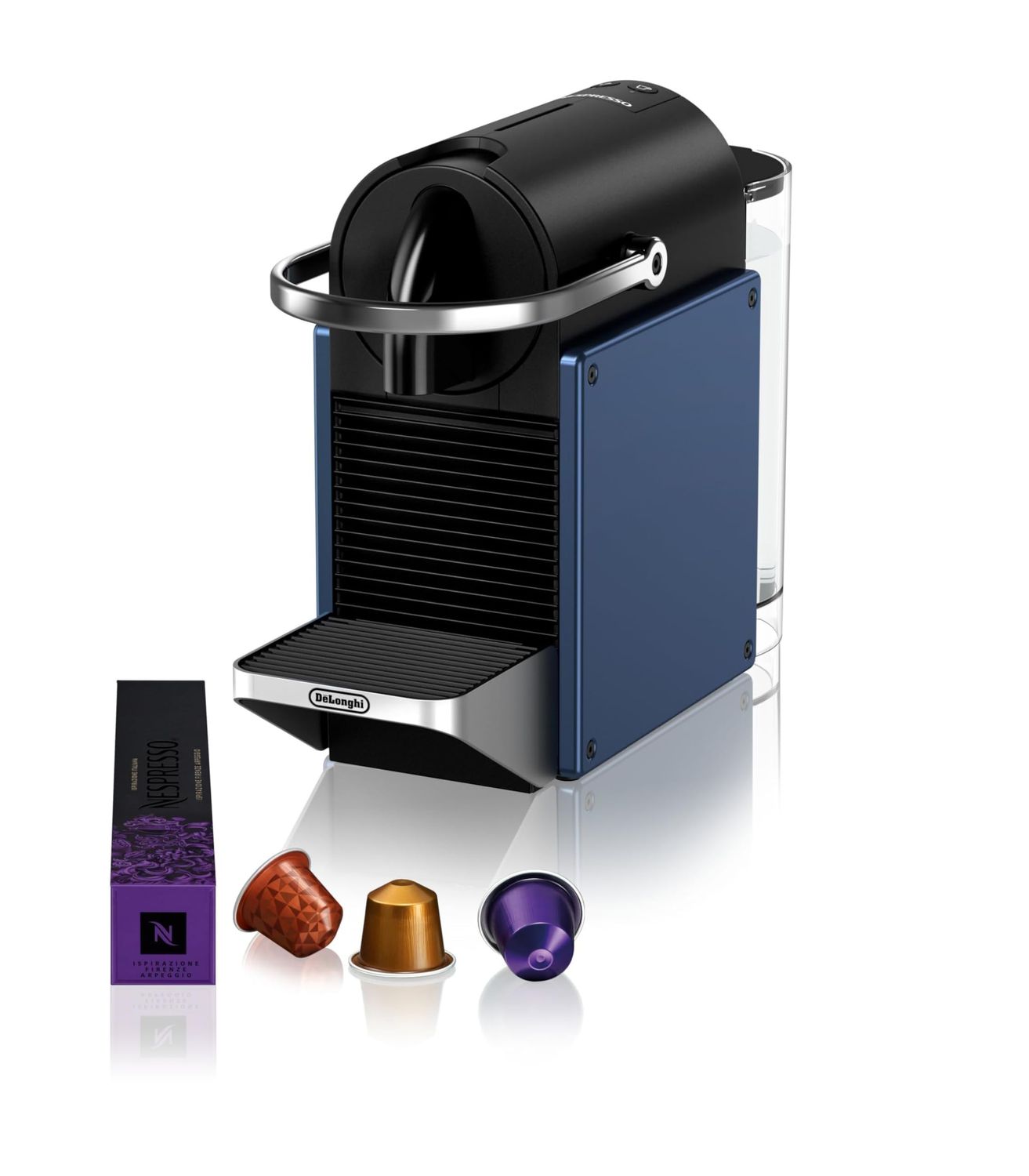 Nespresso De'Longhi Pixie EN127.BL New Model Coffee Capsule Machine, Two Direct Dial Buttons, Eco M…