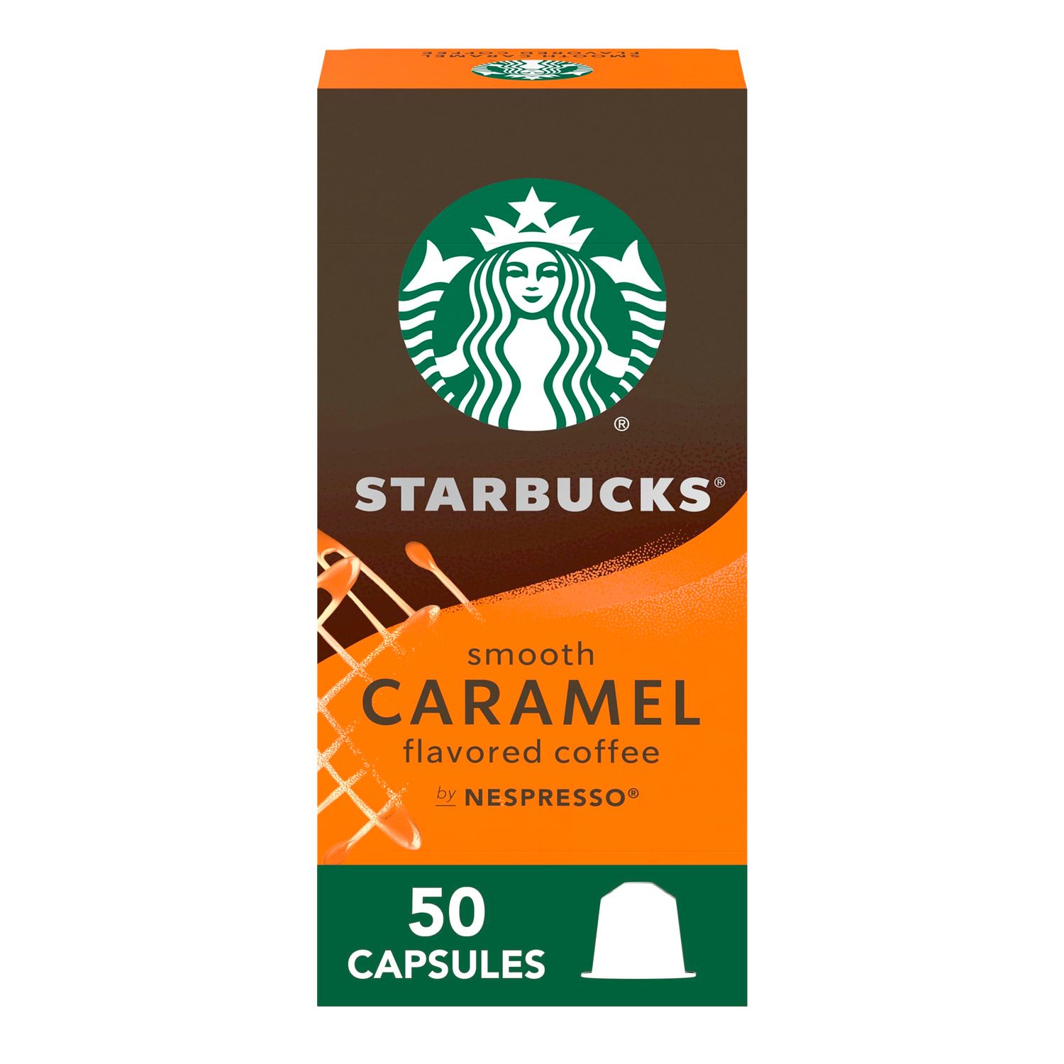 Starbucks Nespresso Original Range Caramel Flavored Coffee, Espresso Capsules 50 Count