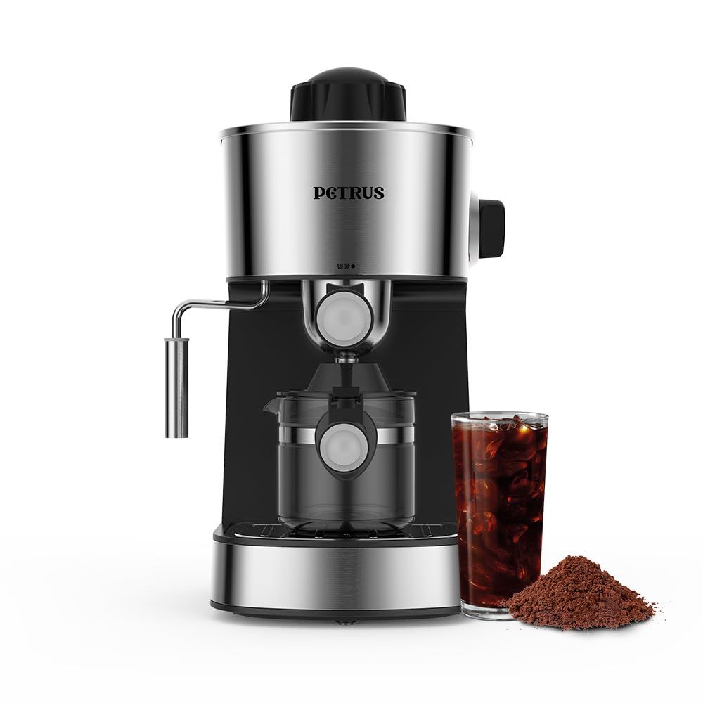 Espresso Machine 5 Bar, 2-4 Cup Cappuccino &amp; Latte Maker,800W Stainless Steel Coffee Maker with Mil…