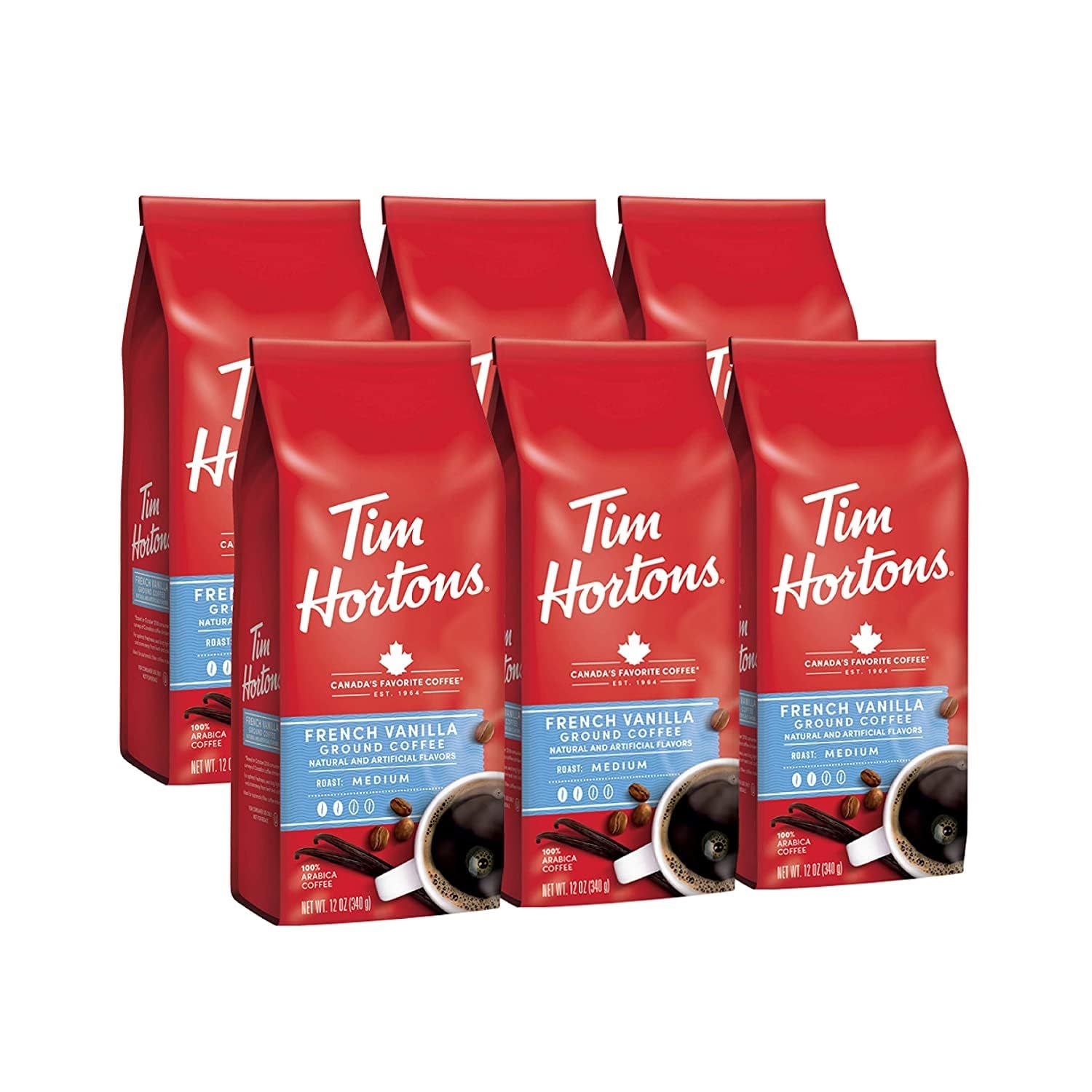 Tim Hortons French Vanilla, Flavored Roast Ground Coffee, Perfectly Balanced, Always Smooth, Made w…