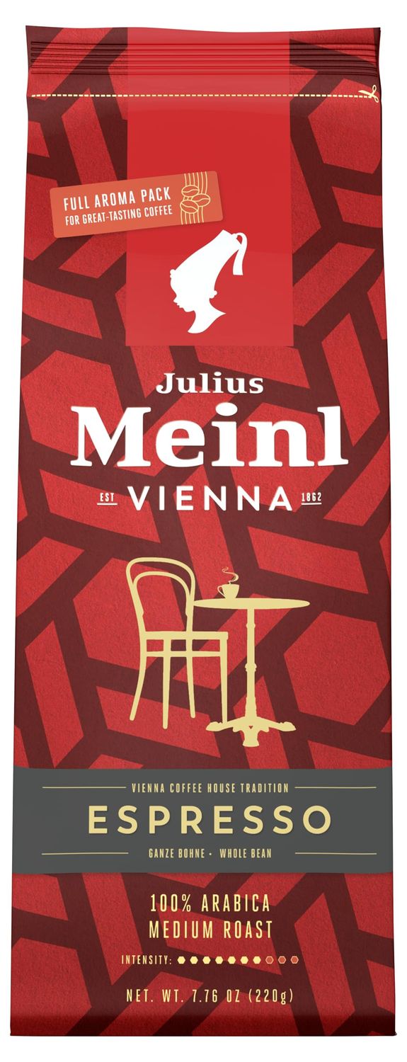 Julius Meinl Vienna Espresso Coffee Beans, 100% Arabica, Medium Roast, Intensity 7, 220g