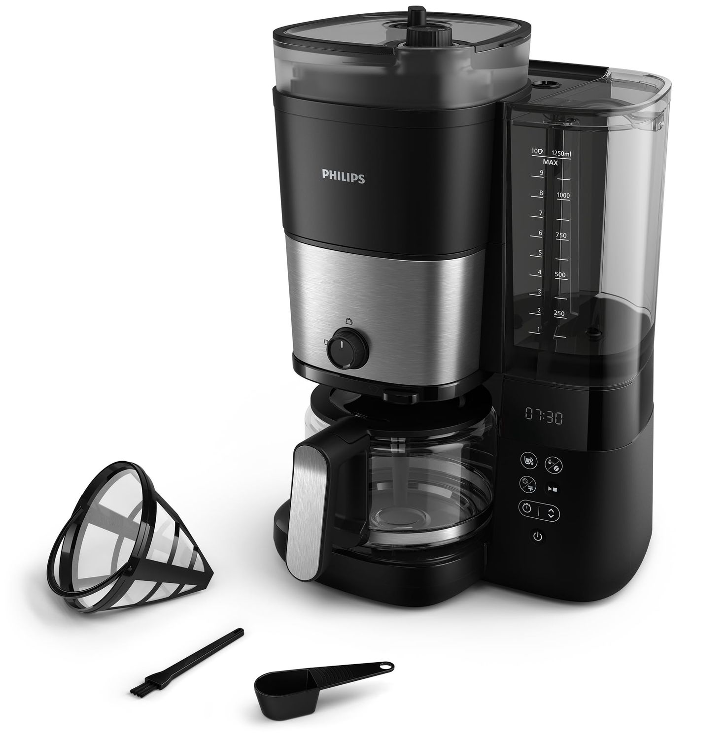 Philips All-in-1 Brew Drip Coffee Maker With Built-in grinder - 10 cups, Permanent filter, Duo-bean…