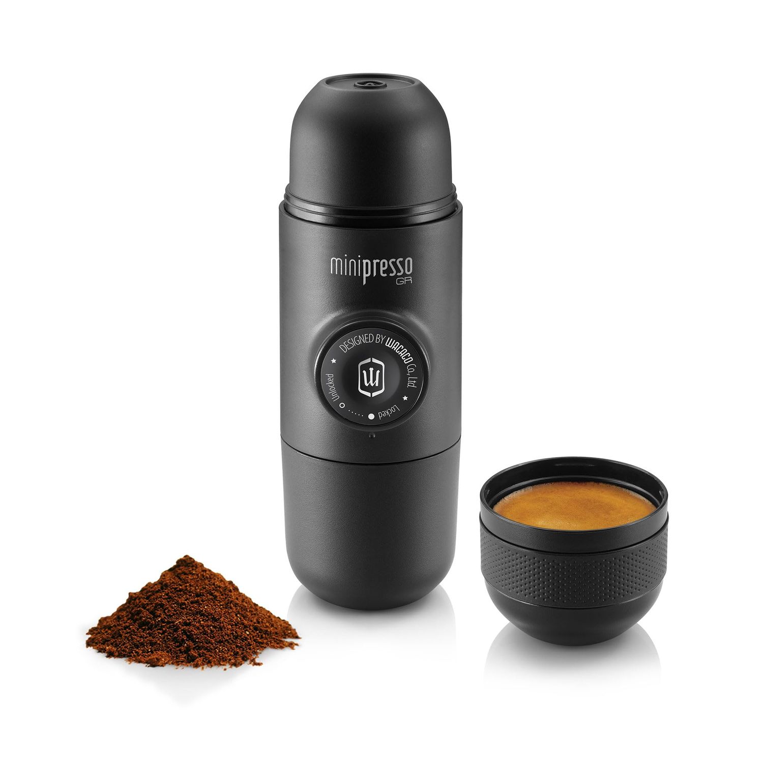 Wacaco Minipresso GR, Portable Espresso Machine, Compatible Ground Coffee, Hand Coffee Maker, Trave…
