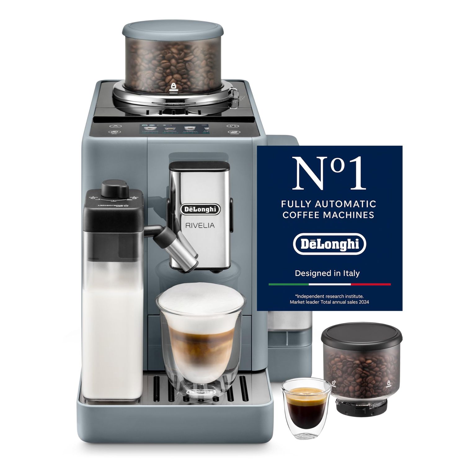 De'Longhi Coffee Machine RIVELIA Fully Automatic Espresso Machine with 22+ Hot &amp; Iced Beverages, Be…