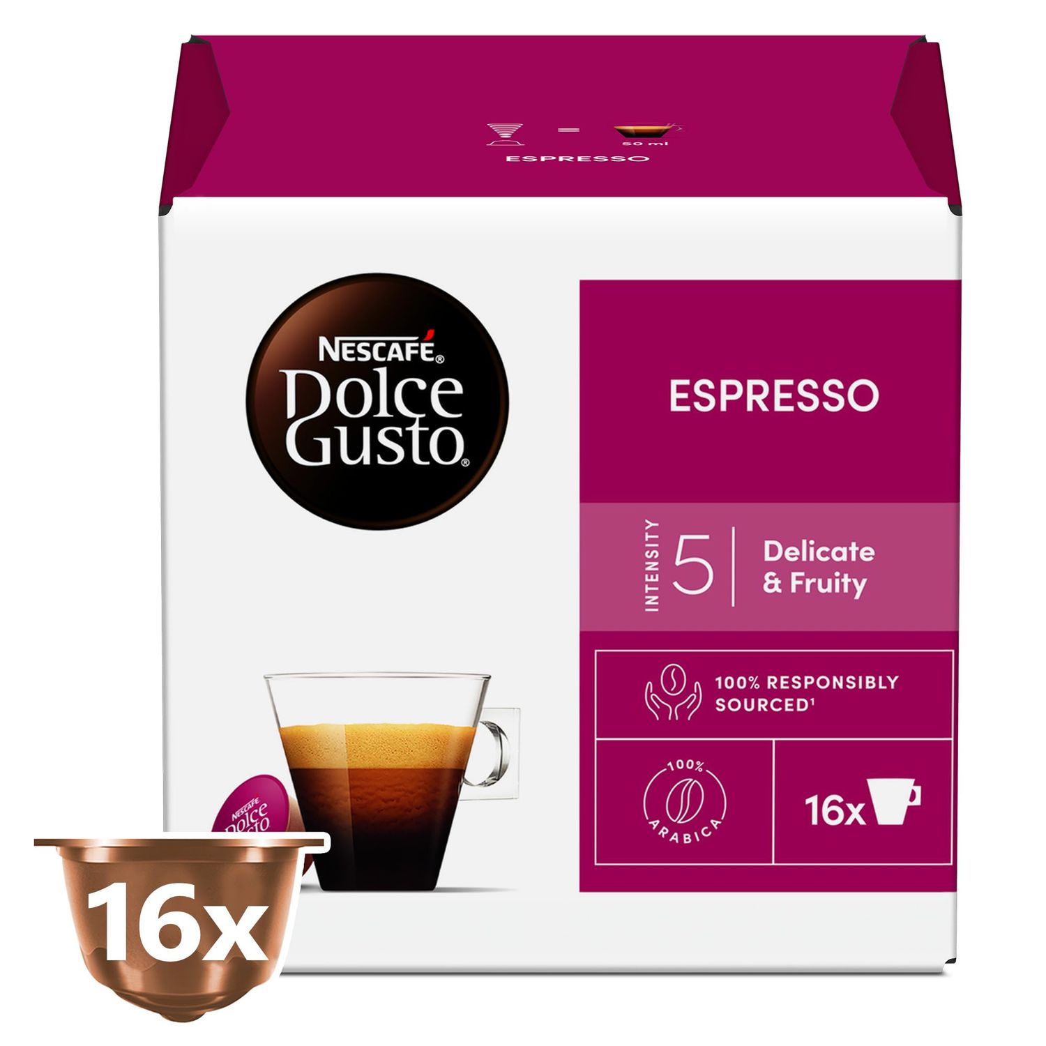 NESCAFÉ DOLCE GUSTO Espresso Coffee Capsules, 16 Capsules 88G, Pink