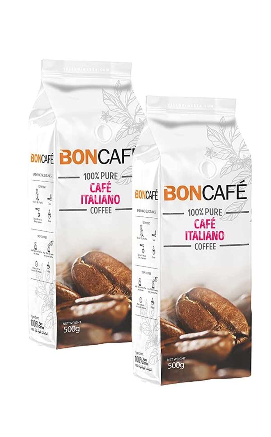 BONCAFE Italiano Whole Beans Coffee 500g - Pack of 2