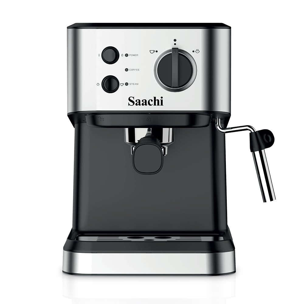 Saachi 20-Bar Espresso Coffee Maker NL-COF-7068-BK, Cappuccino &amp; Latte Machine, 1.5L Removable Wate…