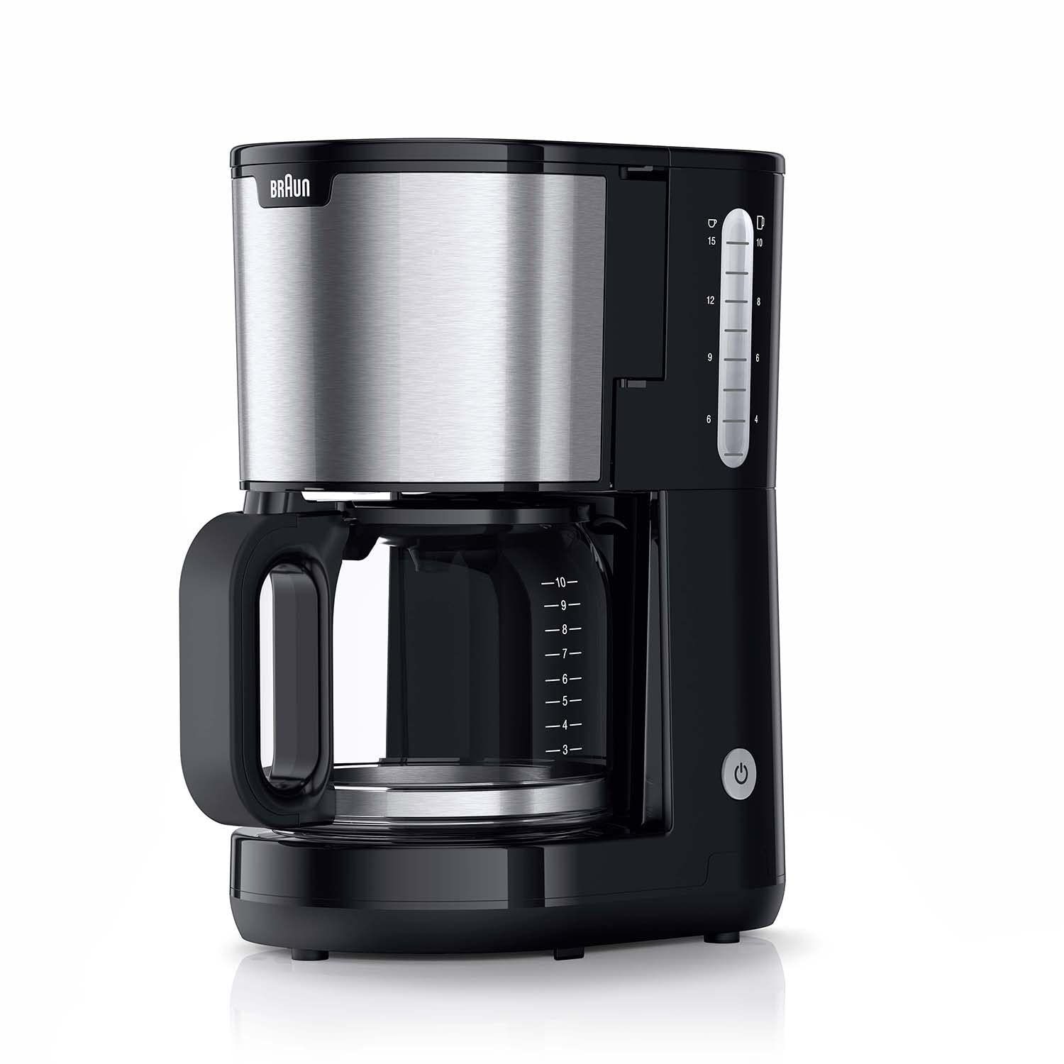 Braun Household PurShine KF 1500 BK - Filter coffee machine with glass jug for up to 10 cups, OptiB…