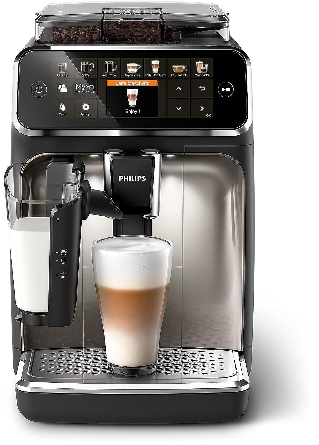 Philips Fully Automatic Espresso Machine Series 5400-12 Beverages, LatteGo Milk Solution, 4 User Pr…