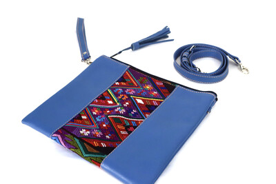 Artisan Leather + Huipil Cross Body Clutch - Large Artisan Leather + Huipil Cross Body Clutch - Large
