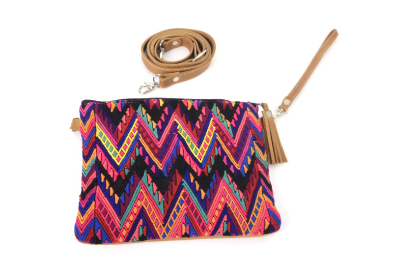 Leather + Huipil Cross Body Clutch - No. 208 Leather + Huipil Cross Body Clutch - No. 208