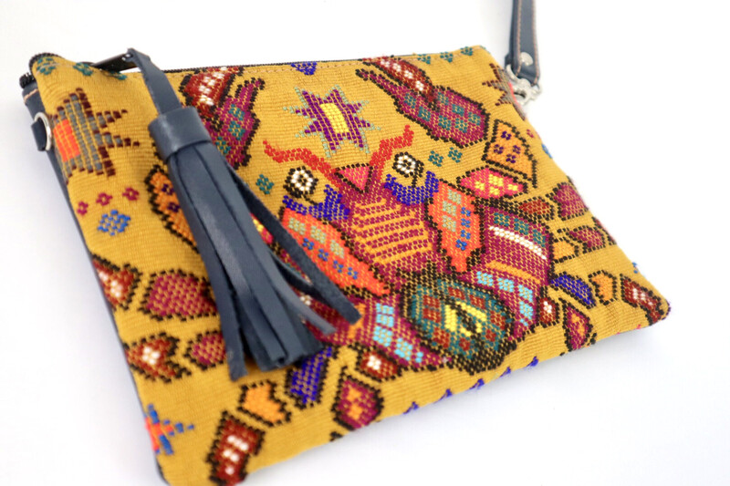 Leather + Huipil Cross Body Clutch - No. 213 Leather + Huipil Cross Body Clutch - No. 213