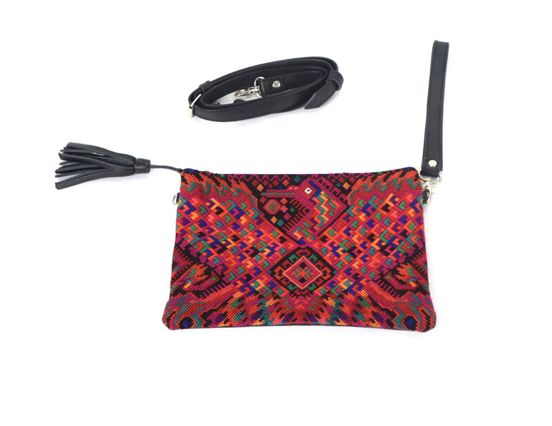 Leather + Huipil Cross Body Clutch - No. 210 Leather + Huipil Cross Body Clutch - No. 210