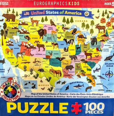Map of the United States of America Kids Puzzle - 100 pcs