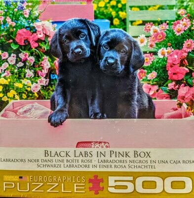 Black Labs in Pink Box Puzzle - 500 pcs