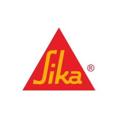Sika brand logo, a red triangle with the Sika name in yellow.