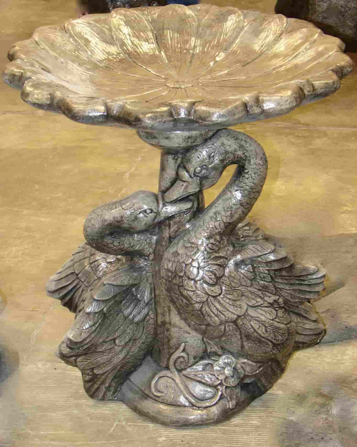 Double Swan Birdbath