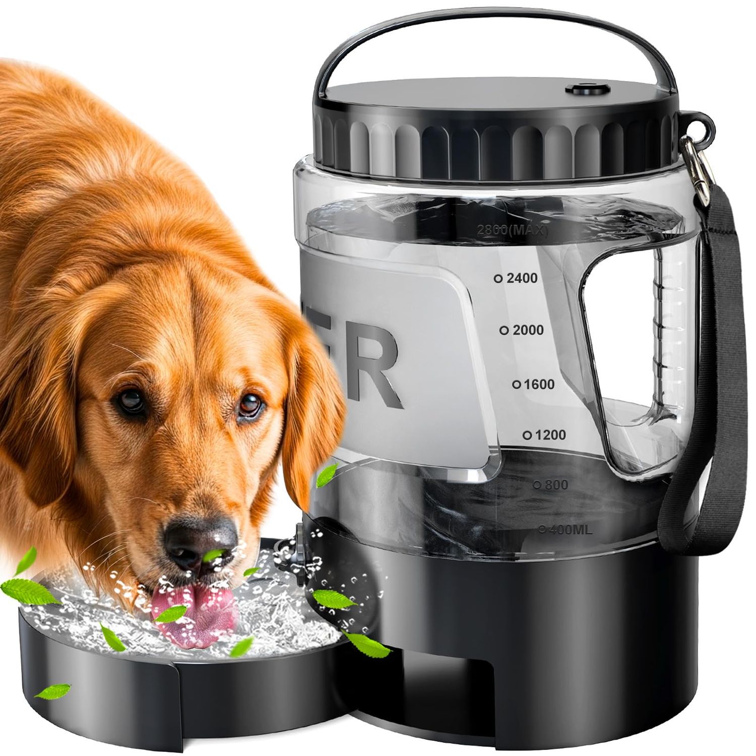 Portable Dog Water Bottle Bowl - 95 oz Travel Water Bowl Dispenser for Dogs Leak Proof, Suitable for Large Pet Drinking, A Must Have for Outdoor, Camping, Walking, Beach, Hunting, and Other Scenes