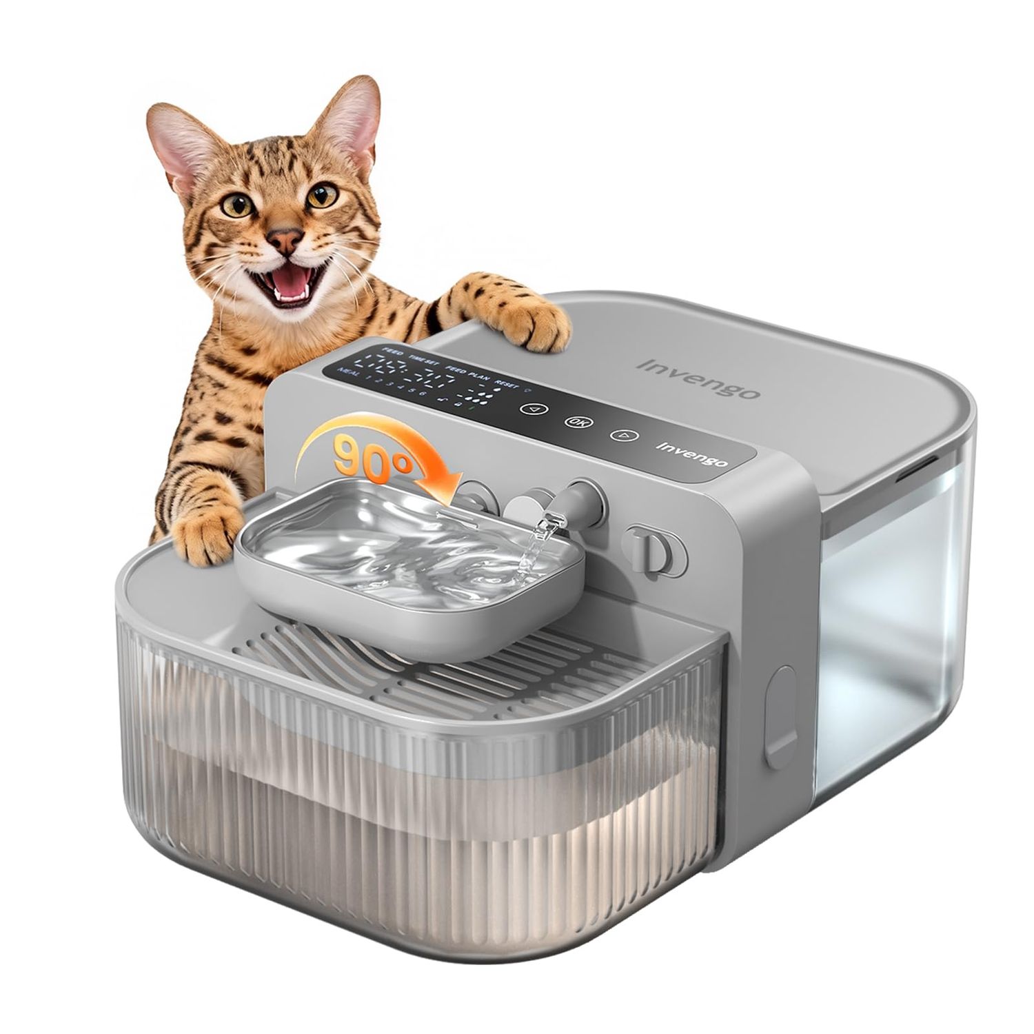 No-Filter Wireless Cat Water Fountain, 3.5L Stainless Steel Pet Fountain for Cats &amp; Dogs – Wastewater Separation, Auto Refill, Ultra-Quiet 3000mAh Battery, Indoor Smart Water Dispenser