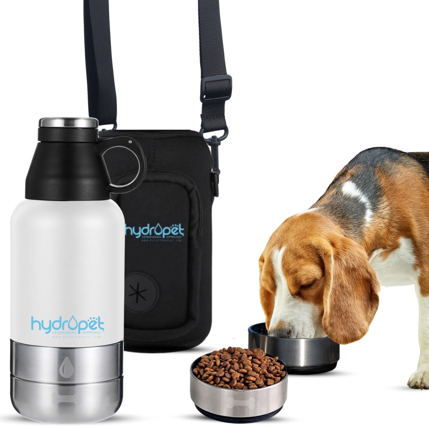 Hydropet Portable Dog Water Bottle (64 oz) - Insulated Dogs &amp; Cats Travel Bottles, Stainless Steel - Detachable Dog Food Bowl and Water Bowl - Great for Daily Walks - Puppy Essentials &amp; Accessories