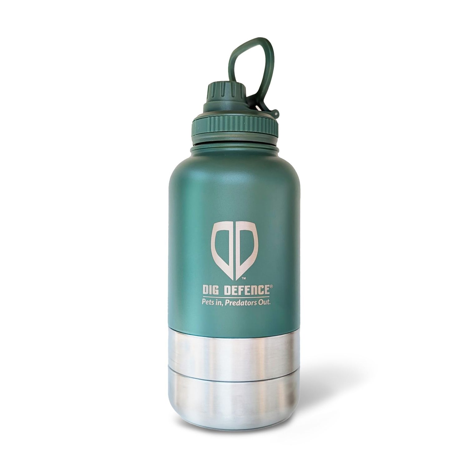 Dig Defence 3 in 1 Pet Feeder and Water Bottl, Portable Leak Proof Insulated Stainless Steel Travel Bowl and Water Bottle Combo, 32Oz