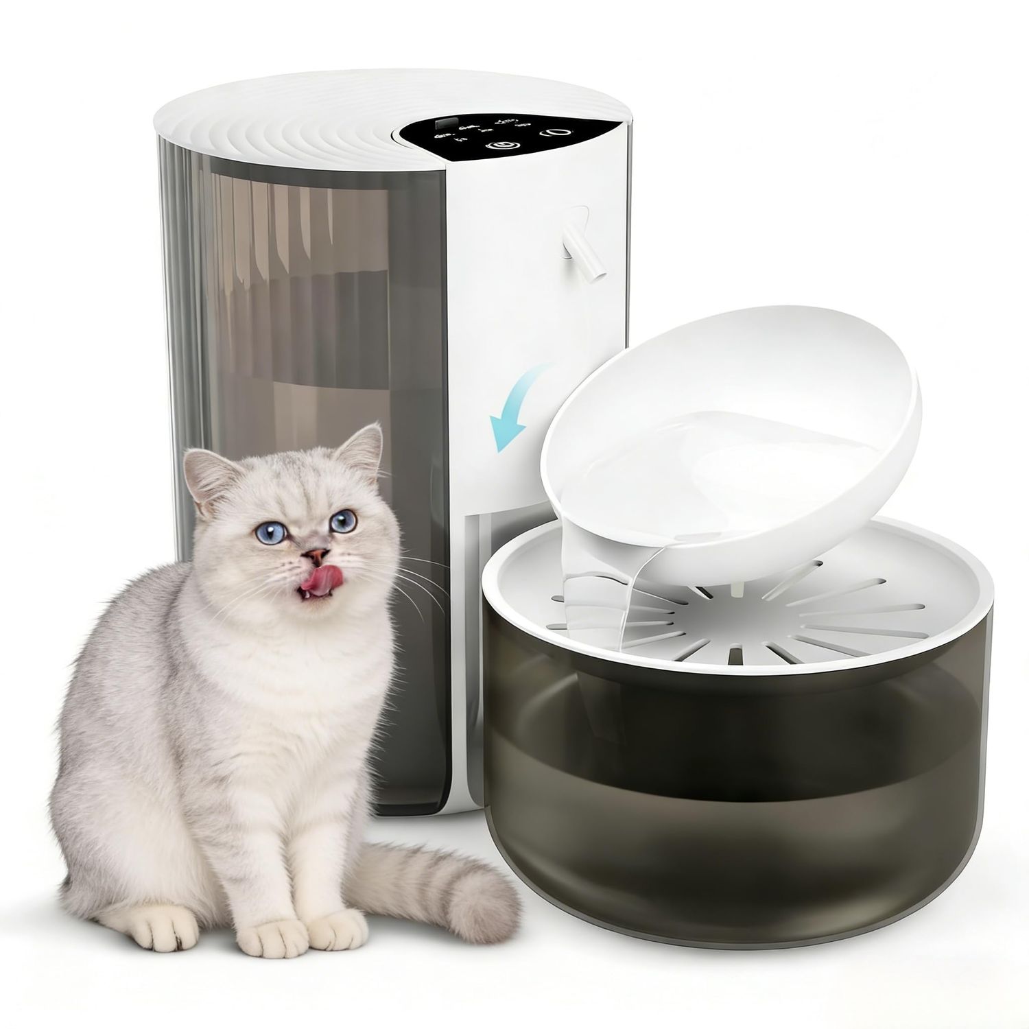 Wireless Cat Water Fountain Cordless No Filters, 4.5L Automatic Wastewater Separation Pet Water Fountains for Cats Indoor, Quiet Cat Dog Water Dispenser Rechargeable Kitty Drinking Fountains for Pets