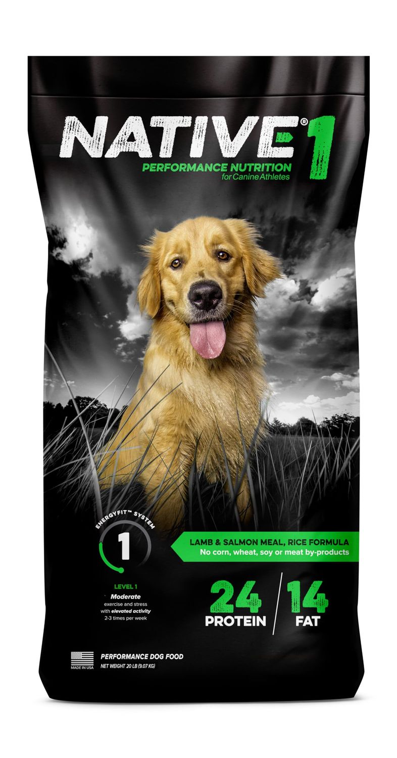 NATIVE Performance Dog Food | Lamb Meal and Rice Formula | No Filler or Bi-Products | Low to Normal Energy Level 1 | 40 Pound Bag
