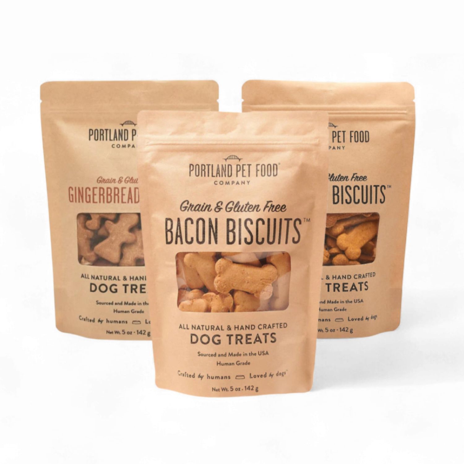 Portland Pet Food Company Natural Dog Treats Variety Pumpkin Gingerbread &amp; Bacon Dog Biscuits - Grain-Free, Human-Grade Healthy Training &amp; Snacks - Puppy, Small, Large Breed - Made in the USA - 3 Pack
