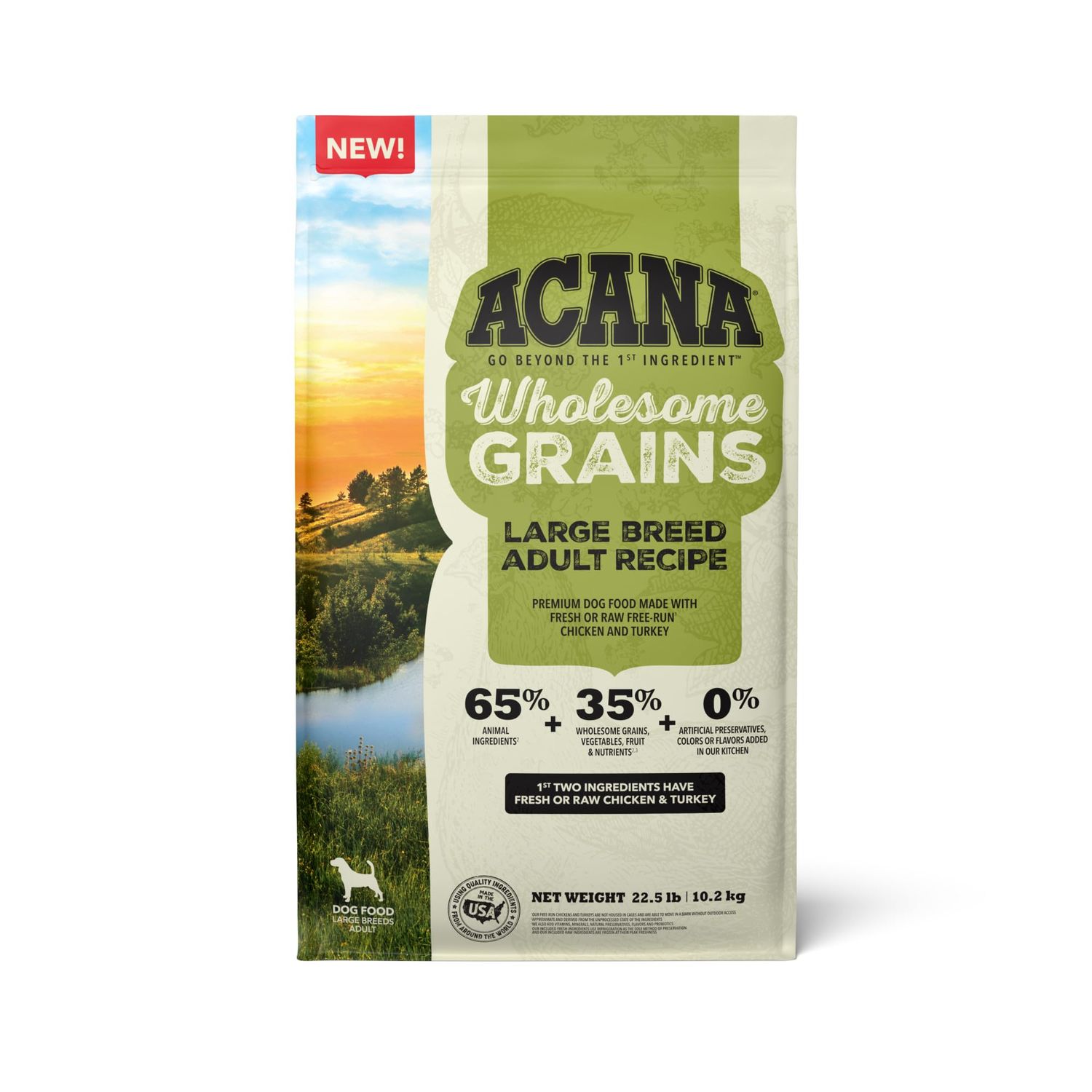 ACANA Wholesome Grains Dry Dog Food Large Breed Adult Recipe 22.5lb Bag