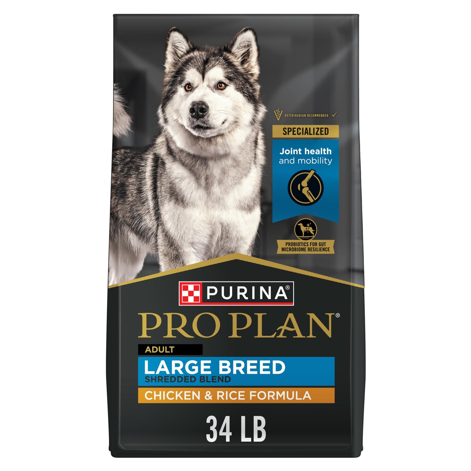 Purina Pro Plan Joint Health for Dogs, Large Breed Dog Food Dry, Shredded Blend Chicken &amp; Rice Formula - 34 lb. Bag