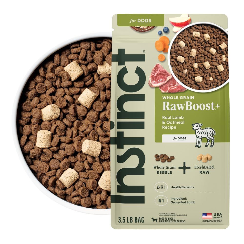 Instinct RawBoost, Natural Dry Dog Food with FreshDried Raw, Whole Grain Recipe - Real Lamb &amp; Oatmeal, 3.5 lb. Bag