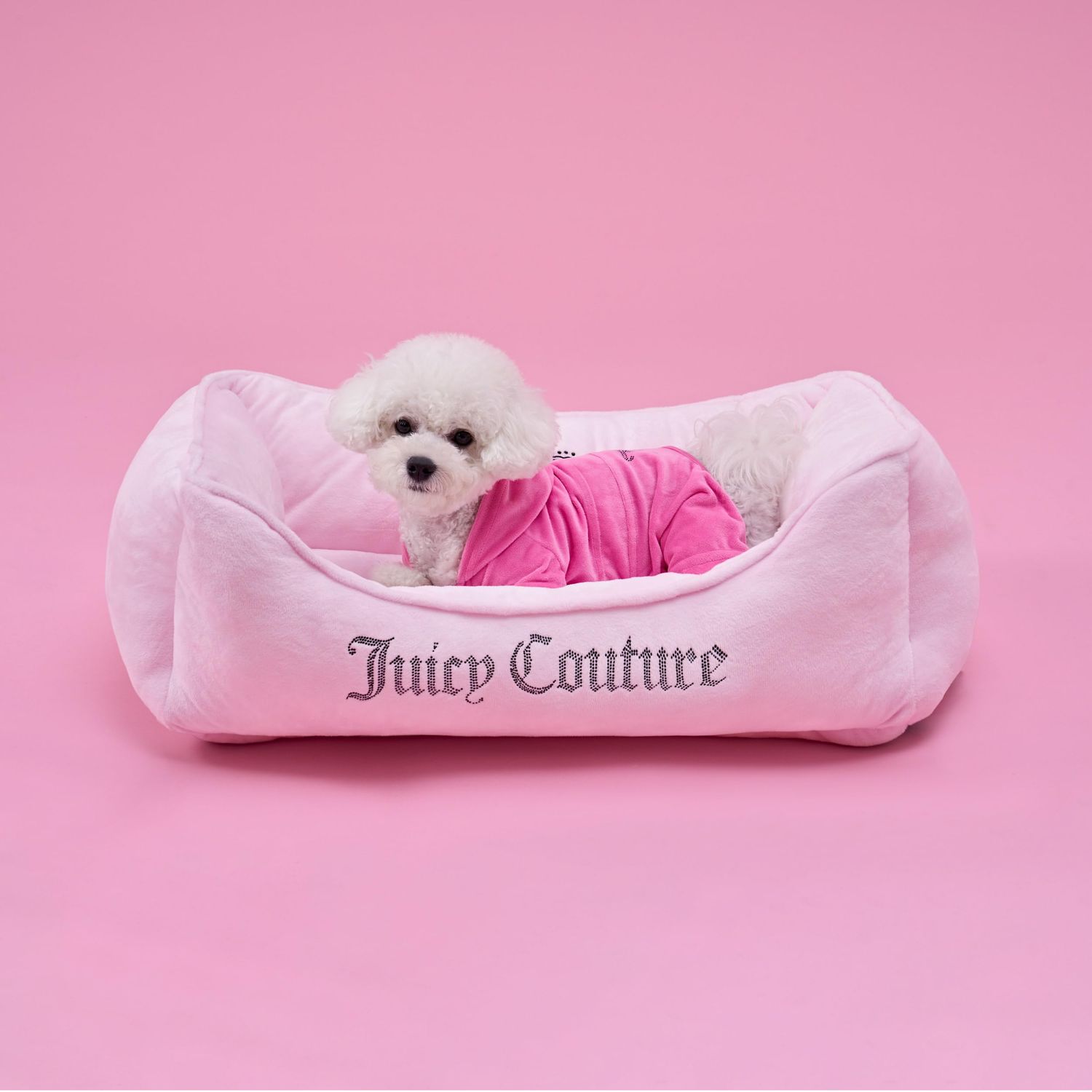 Juicy Couture Crown Bling Pink Pet Bed for Dogs and Cats - Small 24" x 14" x 8"