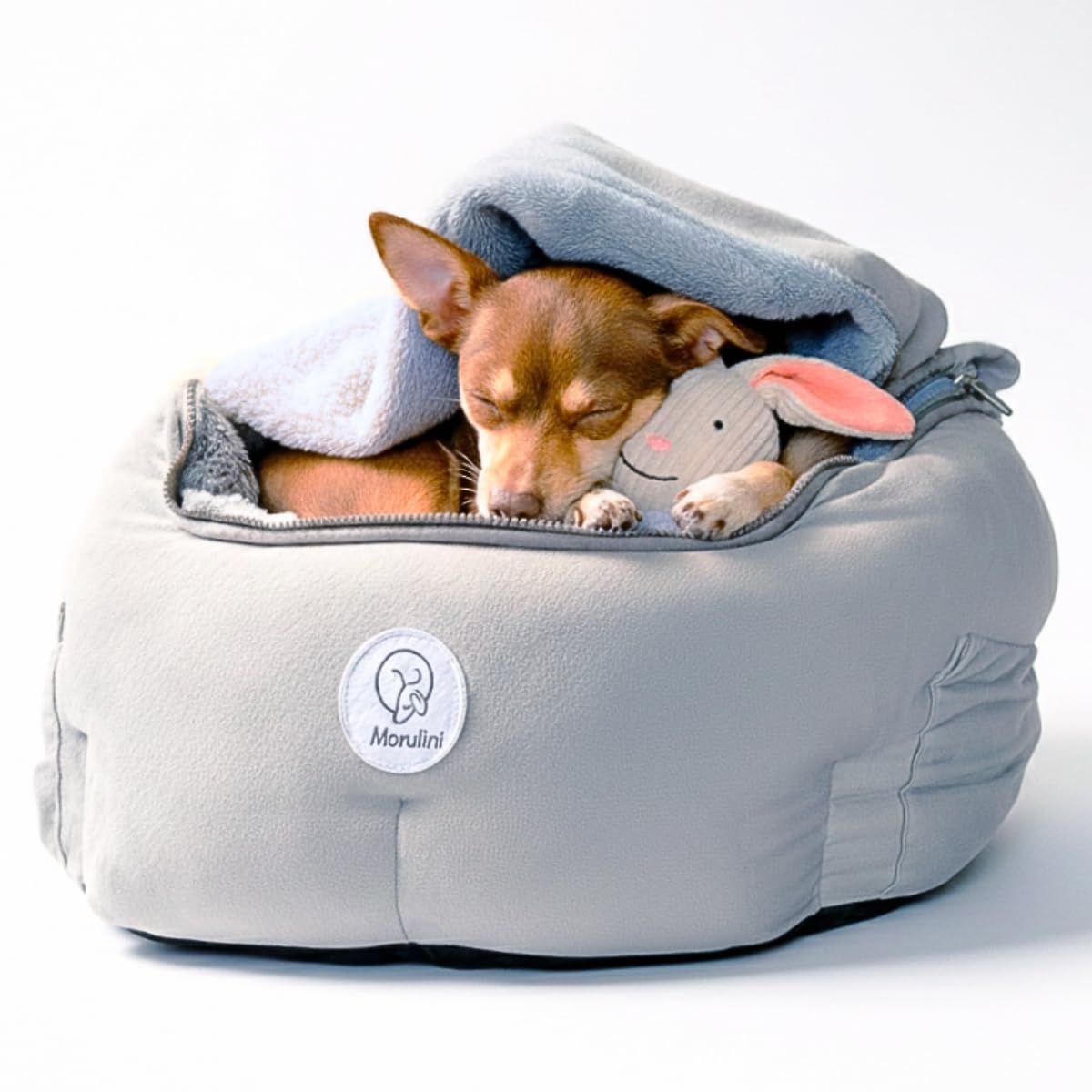 Orthopedic Dog Car Seat for Small Breeds - Original Calming Burrow Nest for Car Anxiety Relief - 6” Memory Foam Booster &amp; Travel Bed - for Dogs Under 25lbs, Frenchie, Chihuahua