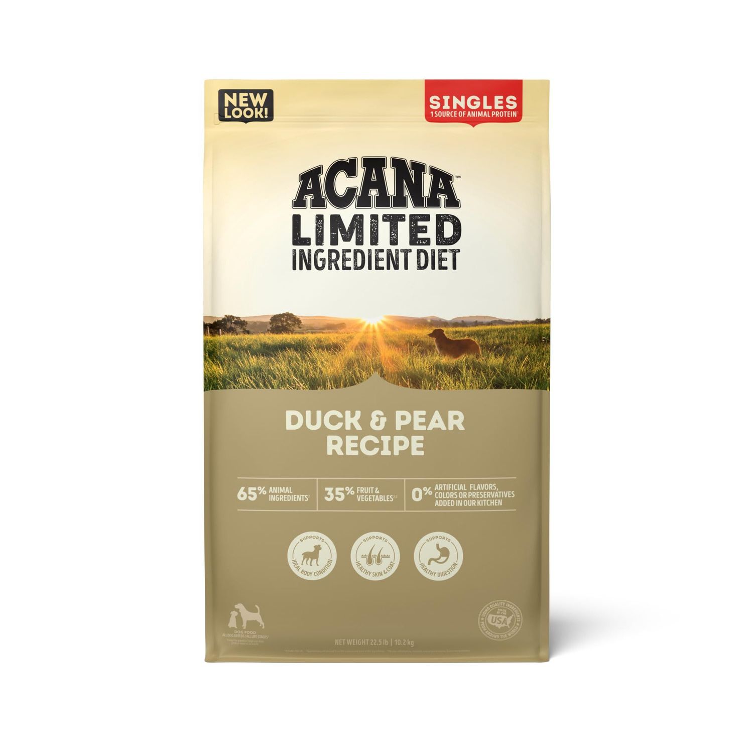 ACANA Singles Limited Ingredient Getreidefreies, proteinreiches Trockenfutter für Hunde, Rezeptur mit Ente &amp; Birne, 10,21kg Beutel