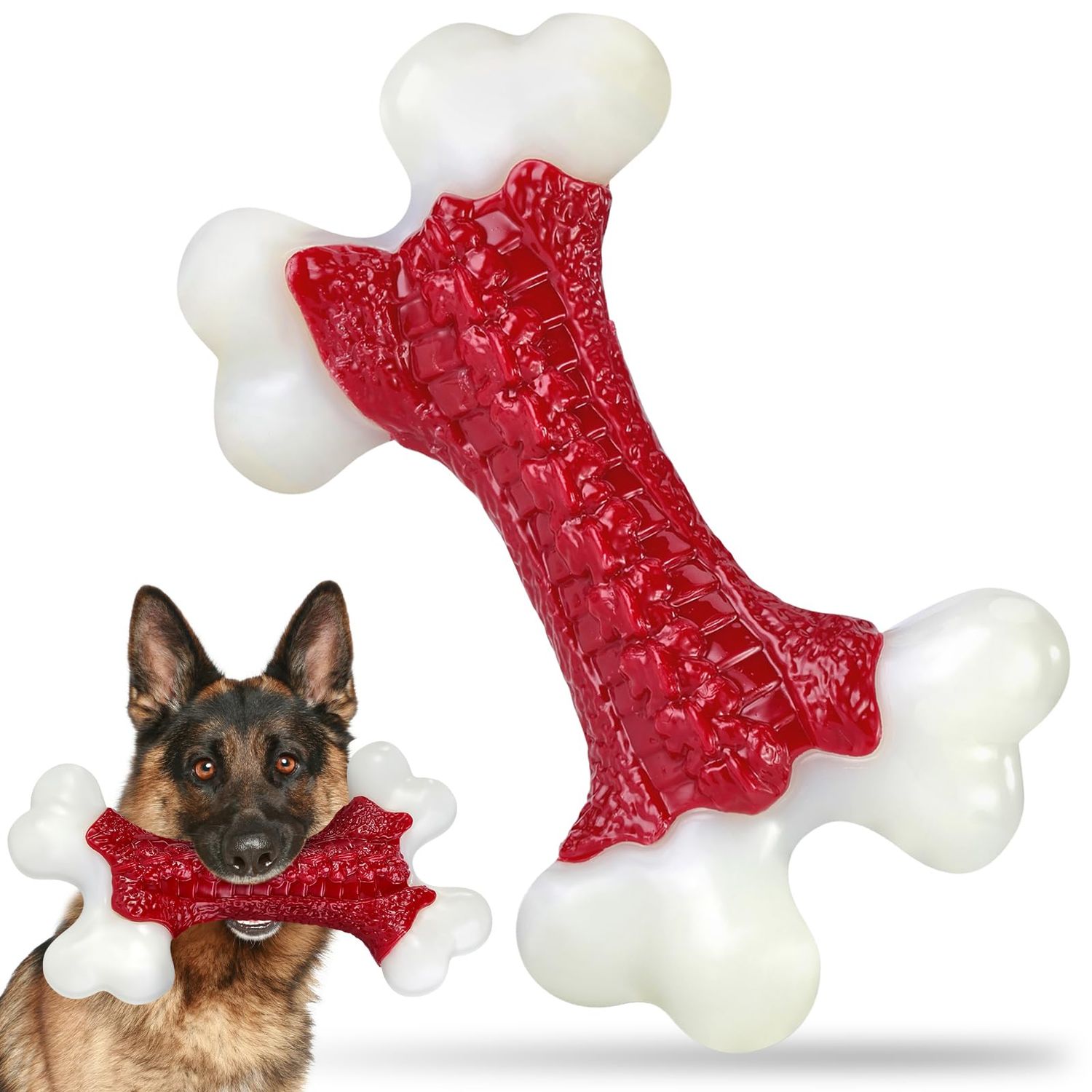 Dog Toy Large Dogs: Chew Toy Dog for Aggressive Chewers, Toy Dog Activity Made of Nylon, Dog Toy with Beef Flavour, Dental Caring Dog Toy Unbreakable