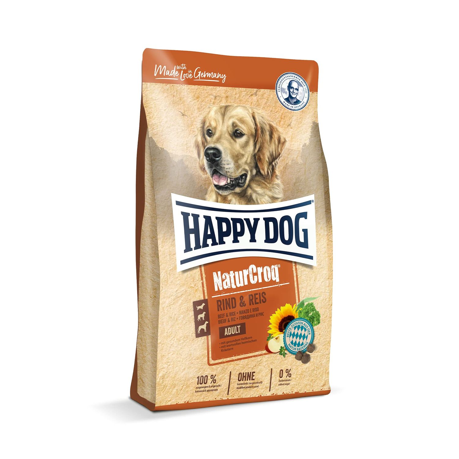 Happy Dog 60517 NaturCroq Beef &amp; Rice Dry Food with Local Herbs for Adult Dogs 15 kg Content