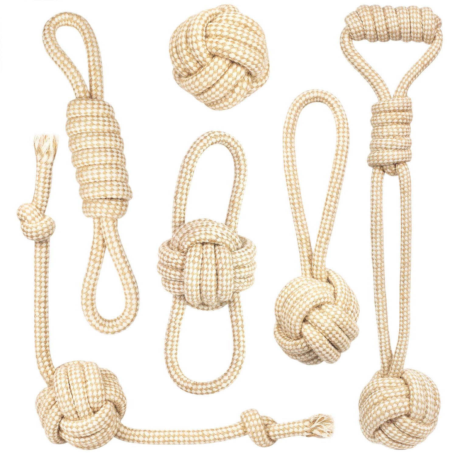 Dog Toy - The Original Natural Cotton for Small and Large Dogs - For Puppy Education - Dog Balls, All Breed Sizes, Set of 6