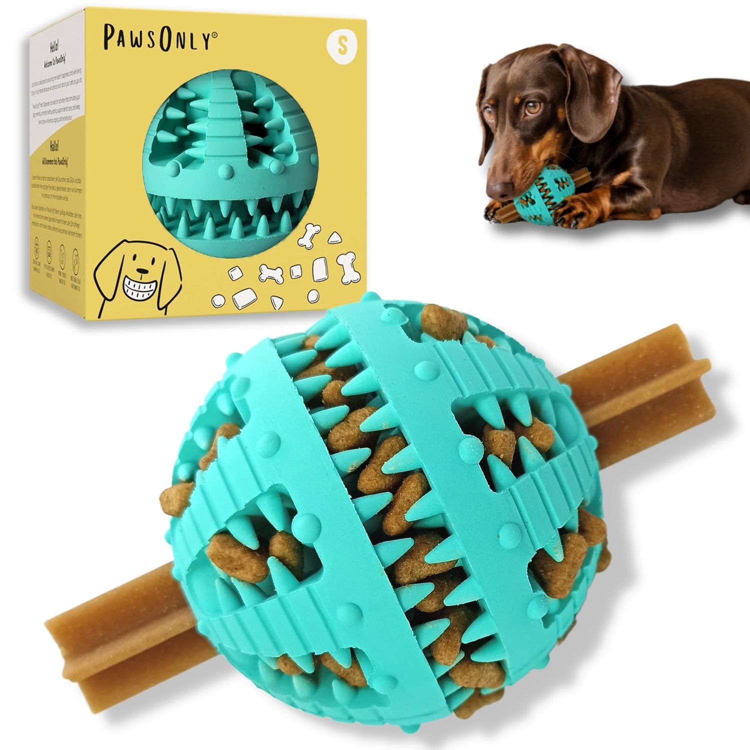 Hundespielzeug | Leckerli Ball für Hunde | Intelligenzspielzeug | Snackball Hund | Hundebeschäftigung | Futterball Naturkautschuk | Welpenspielzeug | Zahnputzball (Klein 6 cm, Blau)
