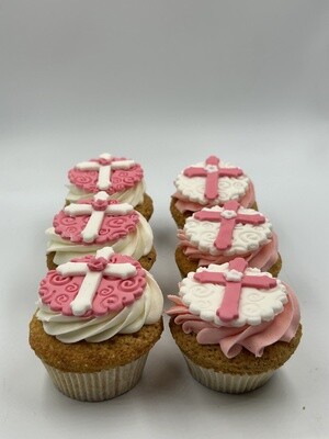 Confirmation Cupcakes- Pink and White(6)