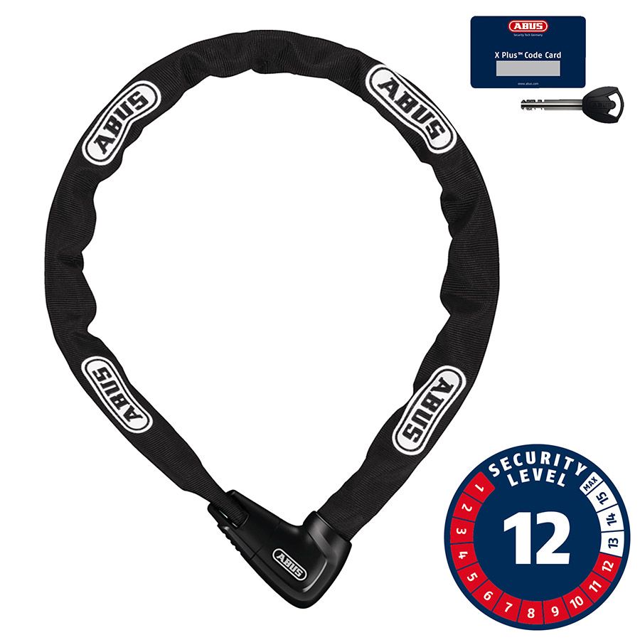 Abus, Steel-O-Chain 9809K XPlus, Chain Lock, Key, 9mm, 110cm, 3.6', Black