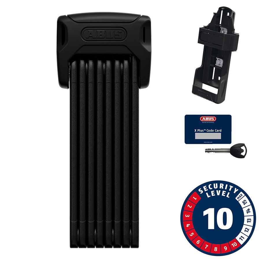 Abus, Bordo XPlus 6000K, Folding Lock, Key, 5.0mm, 120cm, 3.94', SH, Black